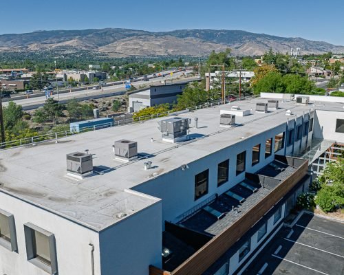 Aerial of HVAC unit on roof